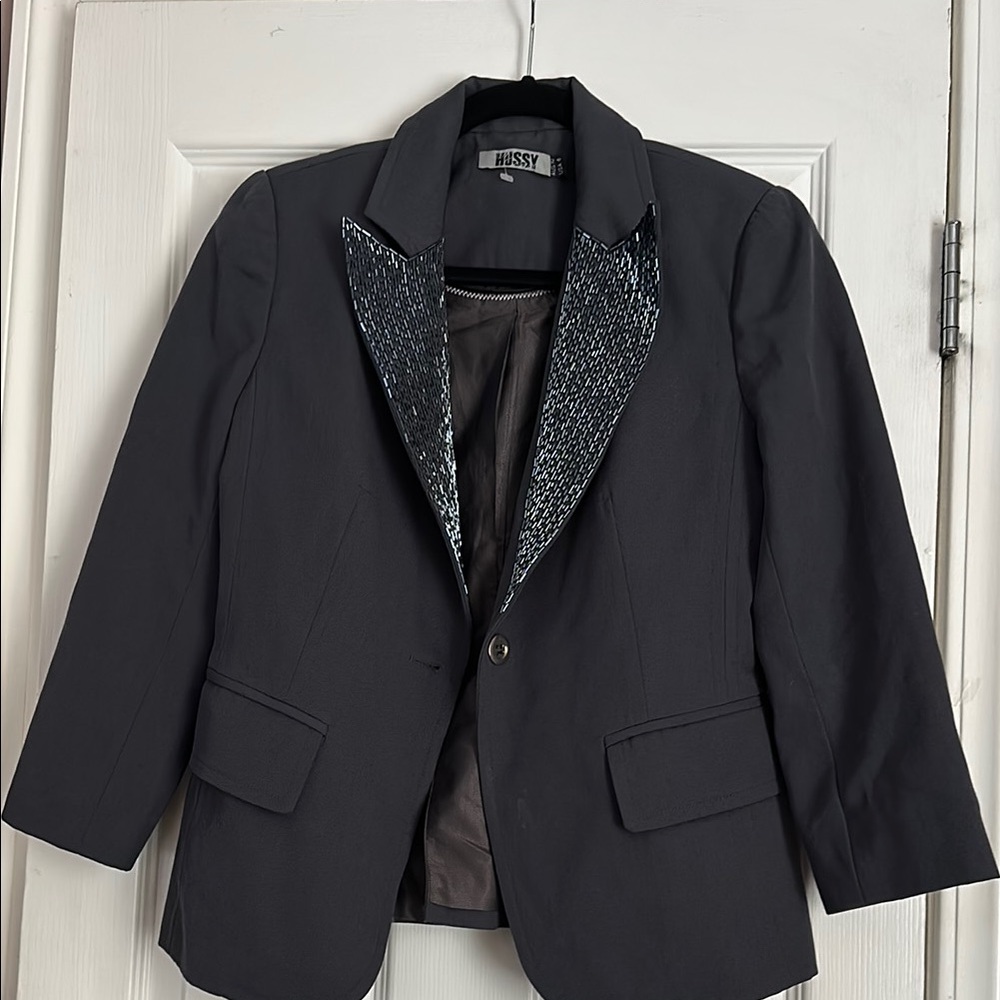 Hussy Black Blazer with Silver Accents